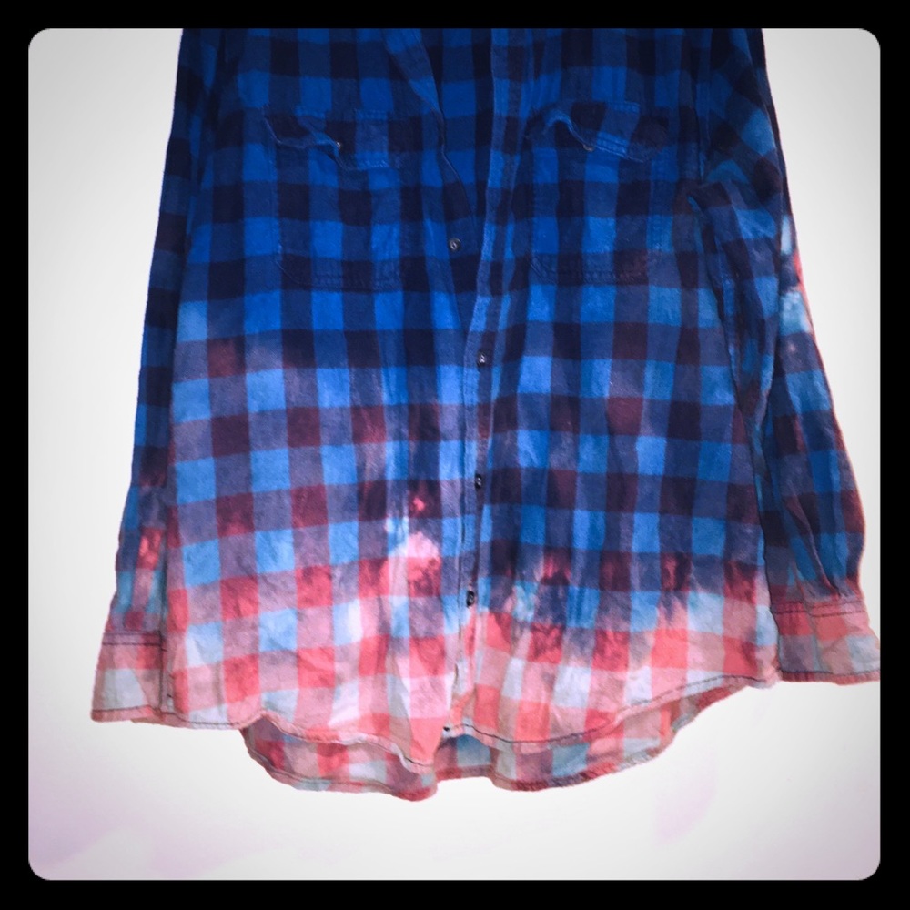 Ombré button down grungy distressed